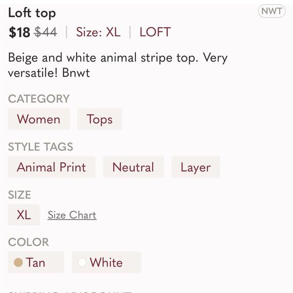 Loft neutral zebra striped top - Picture 6 of 6